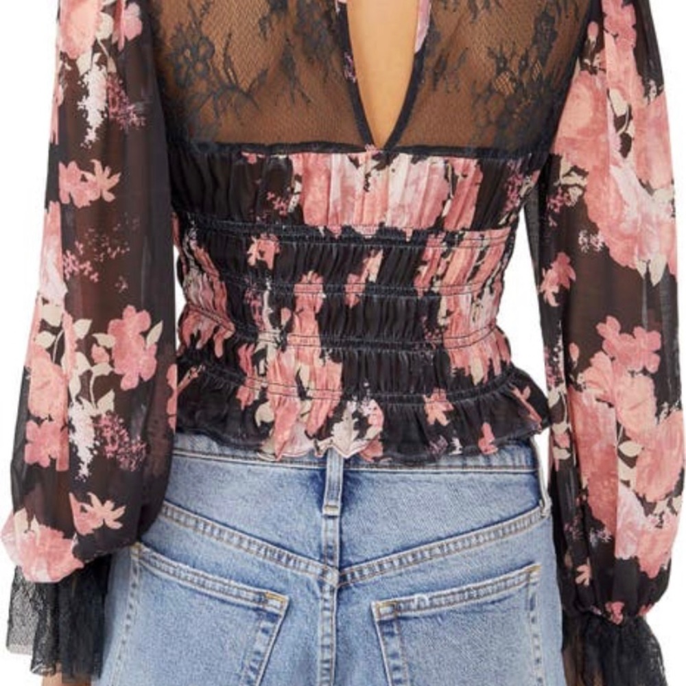 NWT- Free People Pink and black Colorful flowers add a touch of everyday romance - Picture 2 of 10